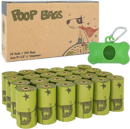 Dog Poop Bags 360 Count, Biodegradable Poop Bags Extra Thick Strong, Eco-Friendly Dog Waste Bag, Doggie Bag Refill Rolls with Dispenser