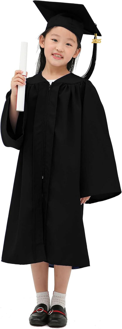Matte Kindergarten Graduation Gown Cap Set with 2025 Tassel