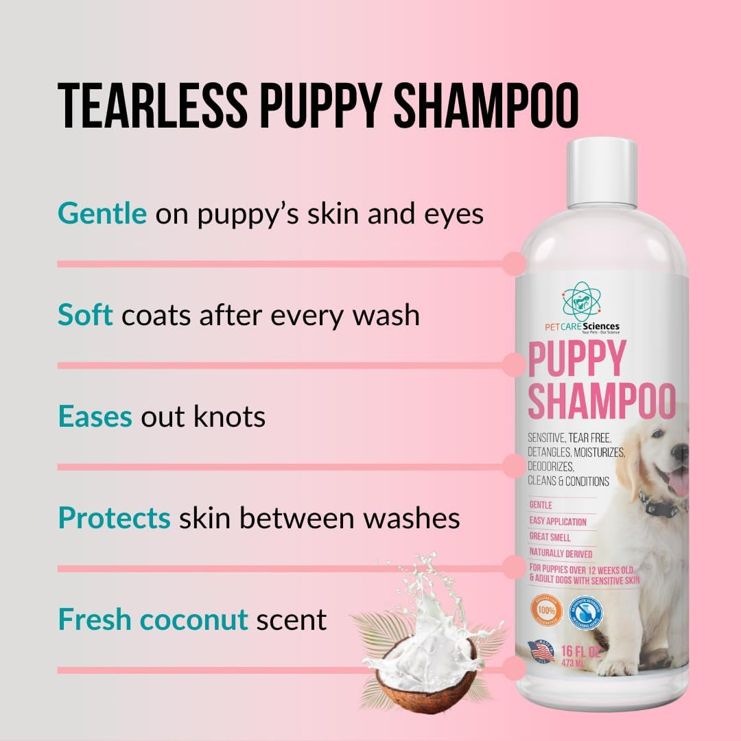 1 Gallon Tearless Puppy Shampoo and Conditioner - Anti-Itch Dog Shampoo Sensitive Skin - Coconut Oil Oatmeal Pet Shampoo for Puppies - Made in the USA