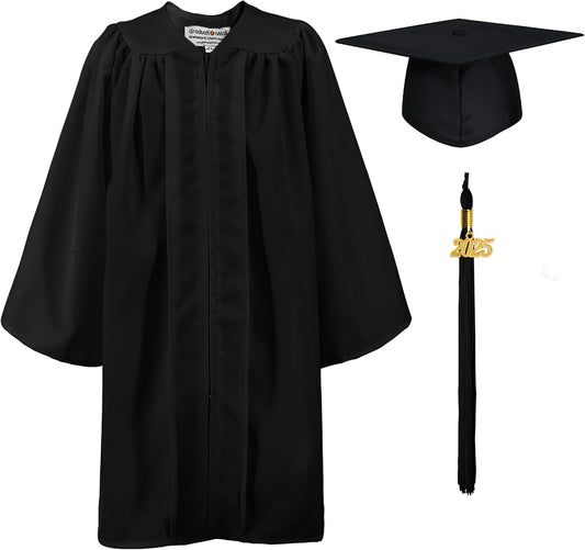 Matte Kindergarten Graduation Gown Cap Set with 2025 Tassel