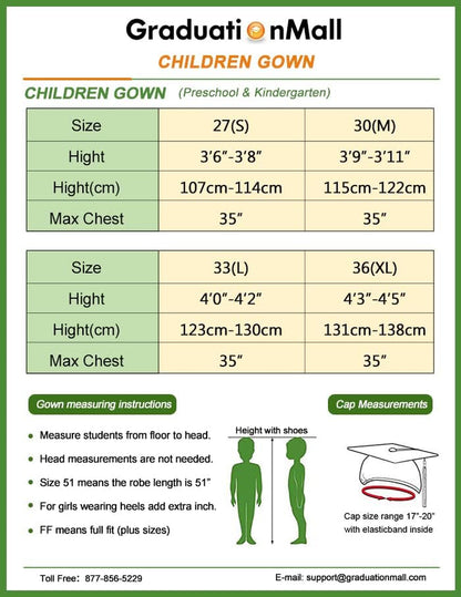 Matte Kindergarten Graduation Gown Cap Set with 2025 Tassel