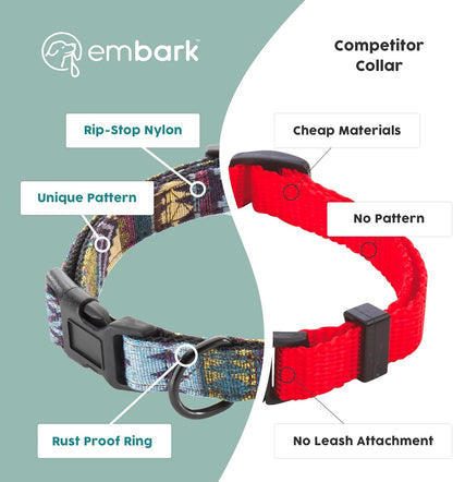 Embark Adventure Dog Collar – Stylish & Durable Nylon Dog Collars for Large Dogs, Comfortable Pet Collar, Collars for Large Breed Dogs with Strong Buckles. Adjustable Big Dog Collars for Large Dogs