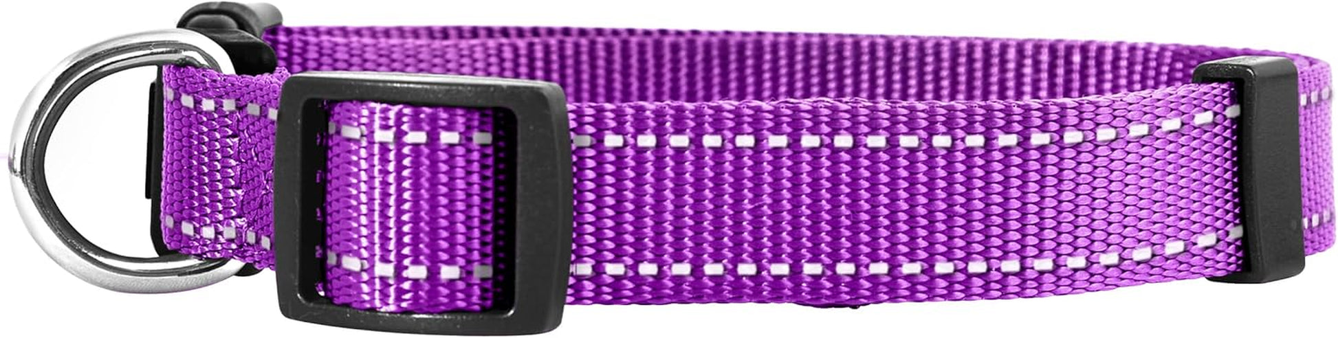 Reflective Dog Collar,Bright Glow Colors for Night Safety, Adjustable for Small, Medium, Large Pet and Puppies Accessories, Male, Female, Boy, Girl, Puppy (Small, Purple)