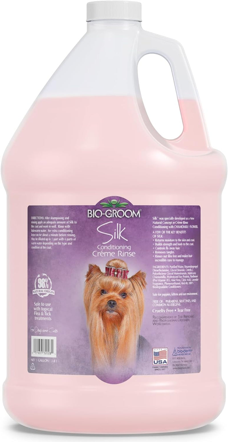 Silk Creme Rinse Dog & Puppy Conditioner - Hair Detangler for Dogs, Moisturizes Skin & Coat, Removes Tangles & Frizz, Made in USA - 1 Gallon