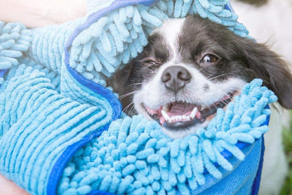 Quick Dry Towel for Dogs | Ultra Absorbent Microfiber Shammy | Extra Large 35X15 Size for All Breeds | Comfortable Hand Pockets | Indoor Outdoor Use | Durable Material | Machine Washable