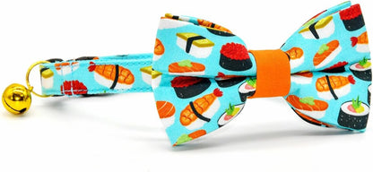 Sushi Cat Collar Bow Tie, Breakaway Safety Collar, Wedding/Birthday Bowtie Collar for Kitten