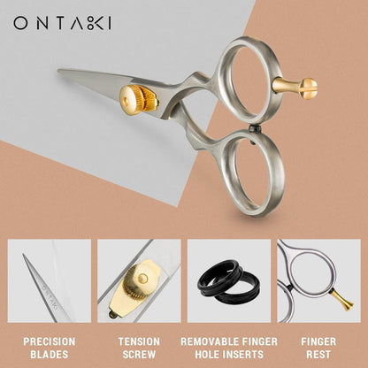 Premium Hand-Forged Mustache & Beard Scissors 5.5" - Japanese Steel Barber Scissors - Bangs & Grooming Shears - Rest Hook Silver - Hair Shears - Beard Sheers