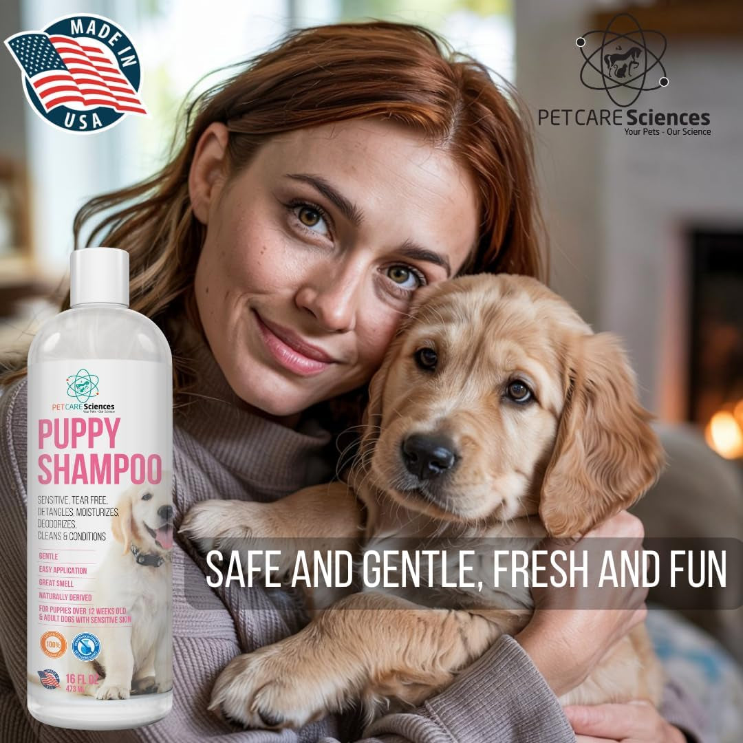 1 Gallon Tearless Puppy Shampoo and Conditioner - Anti-Itch Dog Shampoo Sensitive Skin - Coconut Oil Oatmeal Pet Shampoo for Puppies - Made in the USA