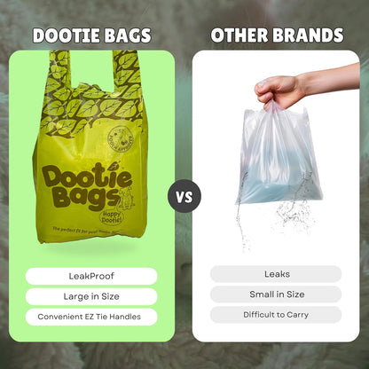 Pooch Approved Dootie Bags - Dog Poop Bag - Tie-Handles - 100 Count Dootie Strong Leakproof Bags - Perfect for Dogs & Cats - Litter - Pet Waste Cleanup - Swivel Bin &  Scoopers