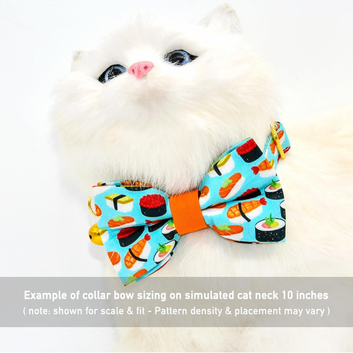 Sushi Cat Collar Bow Tie, Breakaway Safety Collar, Wedding/Birthday Bowtie Collar for Kitten