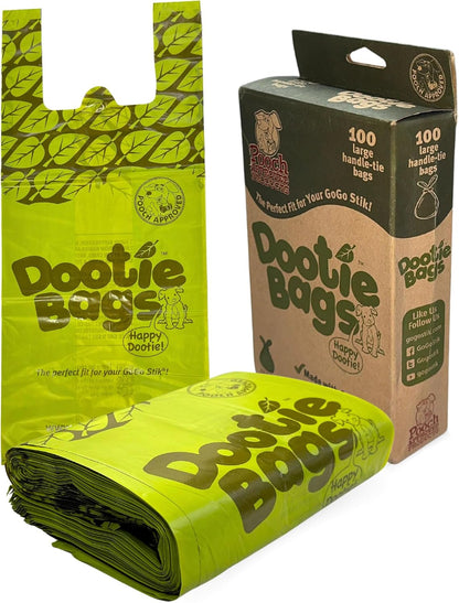 Pooch Approved Dootie Bags - Dog Poop Bag - Tie-Handles - 100 Count Dootie Strong Leakproof Bags - Perfect for Dogs & Cats - Litter - Pet Waste Cleanup - Swivel Bin &  Scoopers