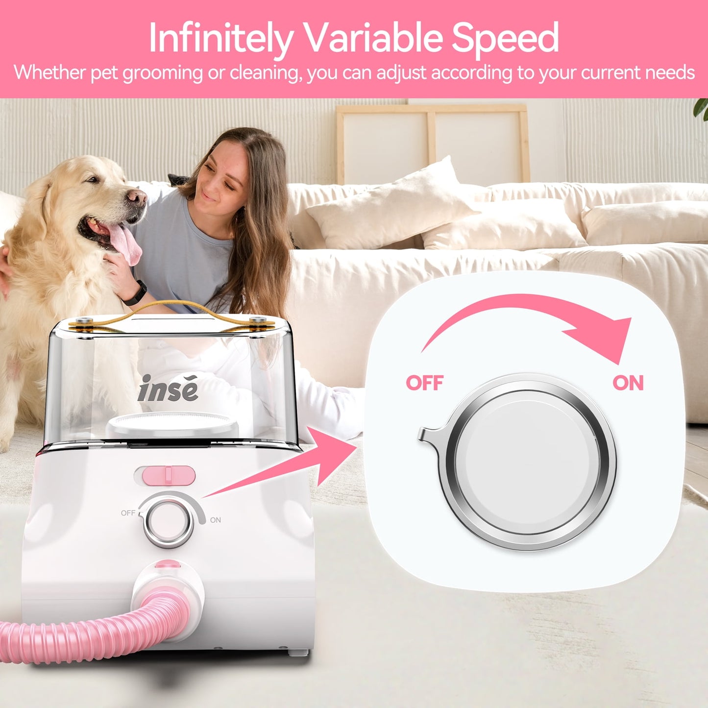 Grooming Vaccum, 4.5L Large Capacity Pet Grooming Kit & 5-In-1 Ultra-Low Noise Pet Grooming Vacu for Dog, Cat