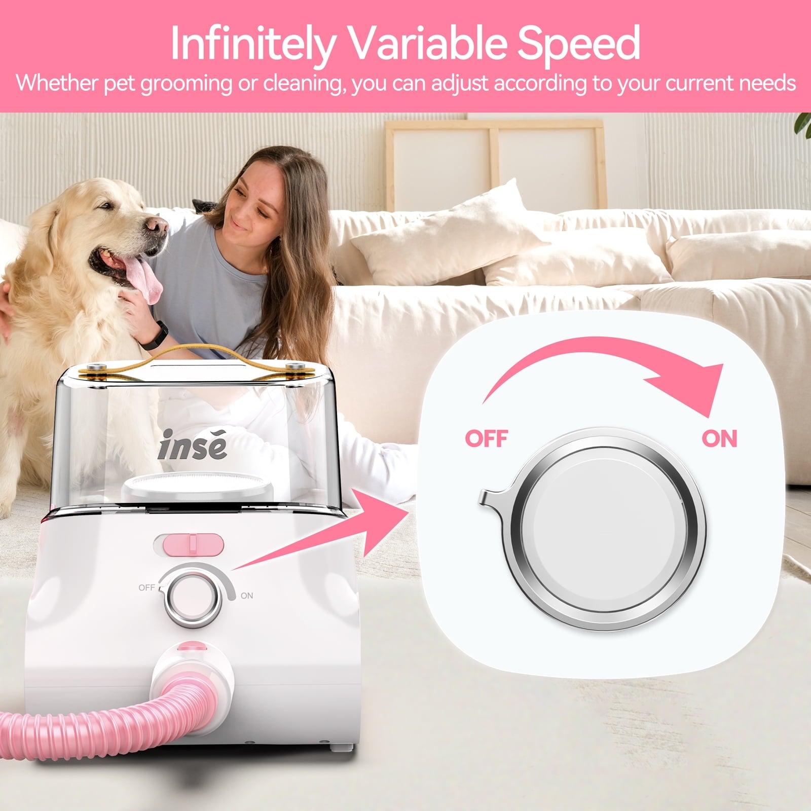 Grooming Vaccum, 4.5L Large Capacity Pet Grooming Kit & 5-In-1 Ultra-Low Noise Pet Grooming Vacu for Dog, Cat